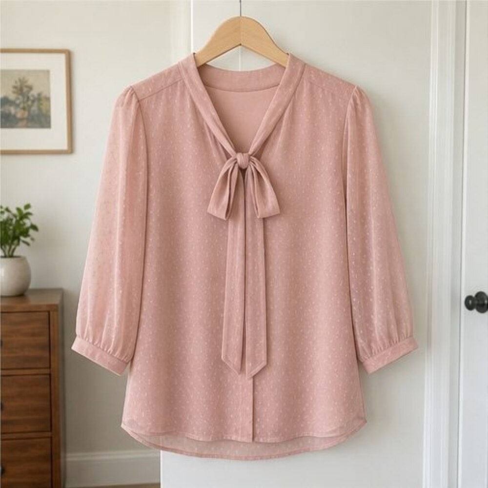 Blush Tie Neck Blouse